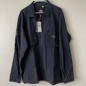 Quiksilver Under Sky Long Sleeve Utility Shirt Jacket Full Zip XL NEW Black